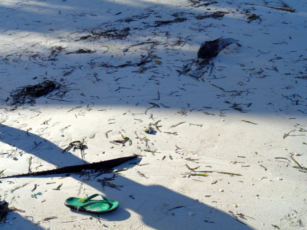 Beach in the morning - full of crap from the drunken night.