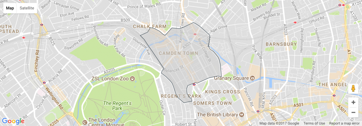 Map of Camden Town in London