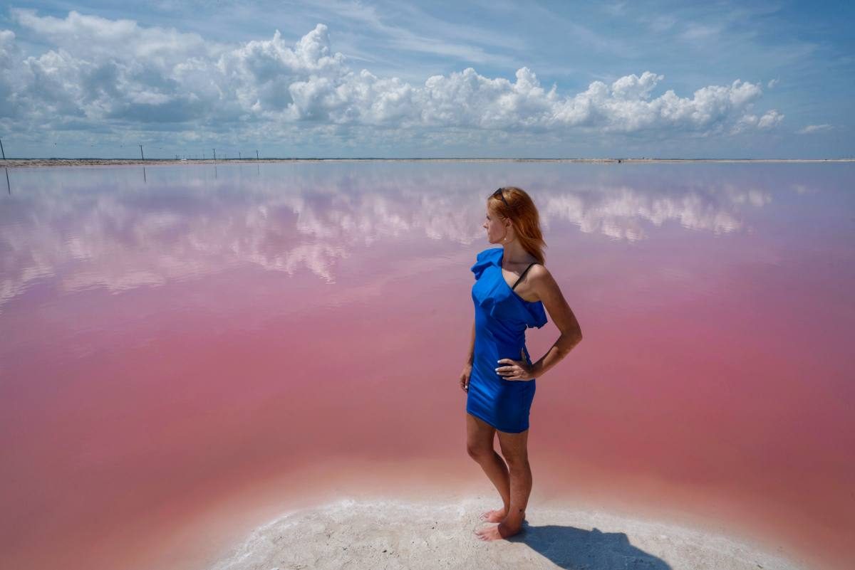 Las Coloradas pink lakes Mexico