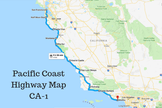 Pacific Coast Highway Map Pacific Coast Highway Map CA-1