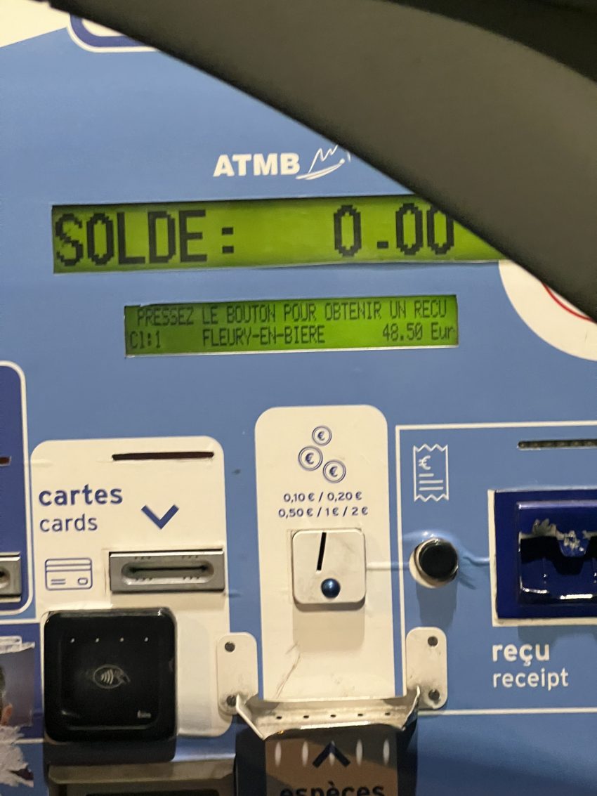 Road toll terminal. Extra costs associated with renting a car in France.
