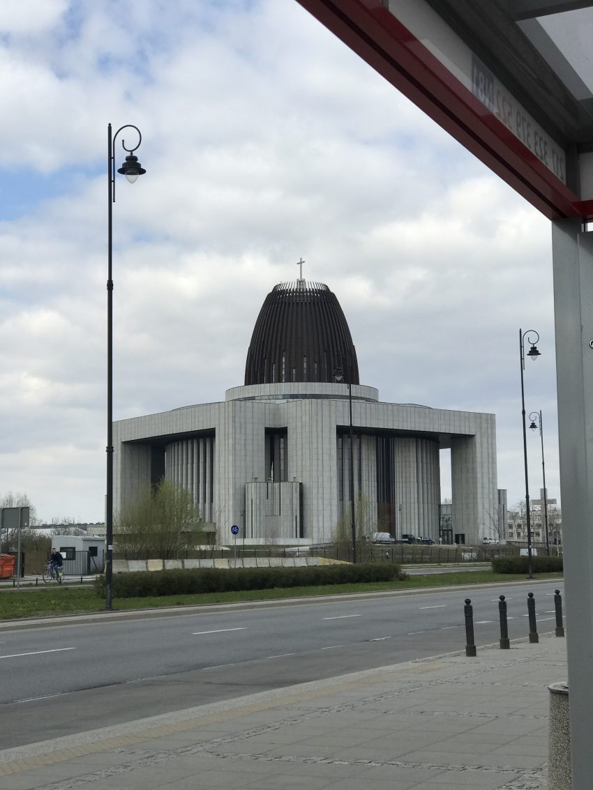 Striking architecture of the Temple of Divine Providence in Warsaw, a modern megachurch and religious landmark for those living in Poland.